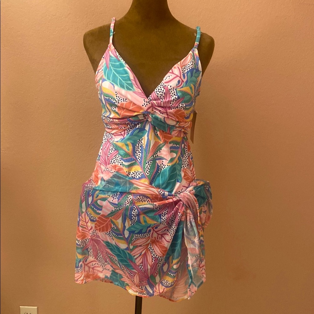 DORINA 3 pice swimsuit Colorful Tropical Print Dress